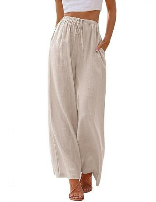 Women's Linen Palazzo Pants with Pockets